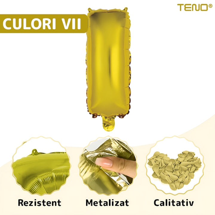 Balon in Forma de Litera I Teno®, metalizat, pentru Petreceri/Aniversari/Evenimente, rezistent, folie, auriu, 40 cm