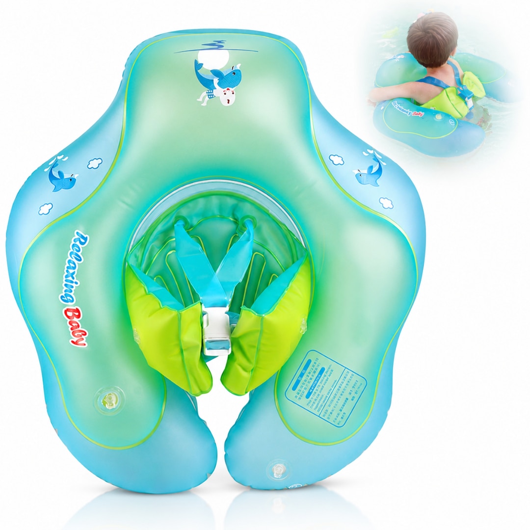 Colac Inot Bebelusi Macvi® Marime L Ajustabil cu Suport Siguranta PVC Confortabil Albastru Verde