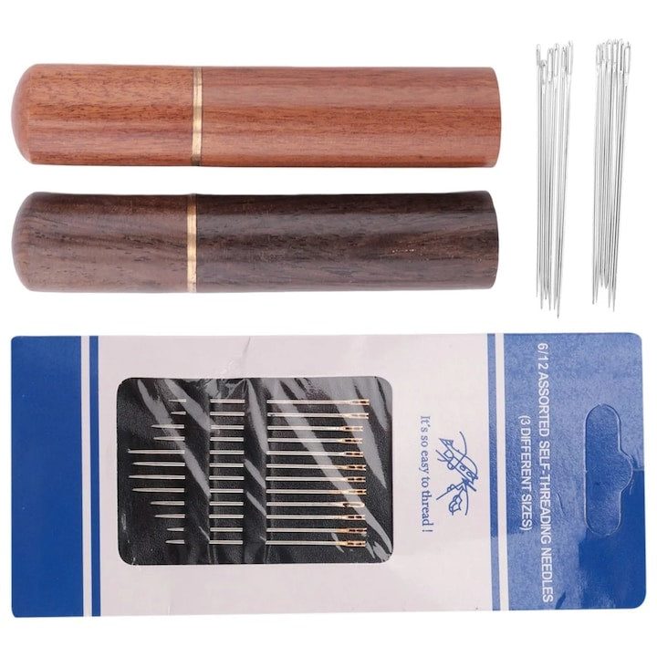 Set Ace de Cusut Macvi® cu Autofiletare 12 Piese Inox Dimensiuni Diferite pentru Cusut Manual Reparatii Textile