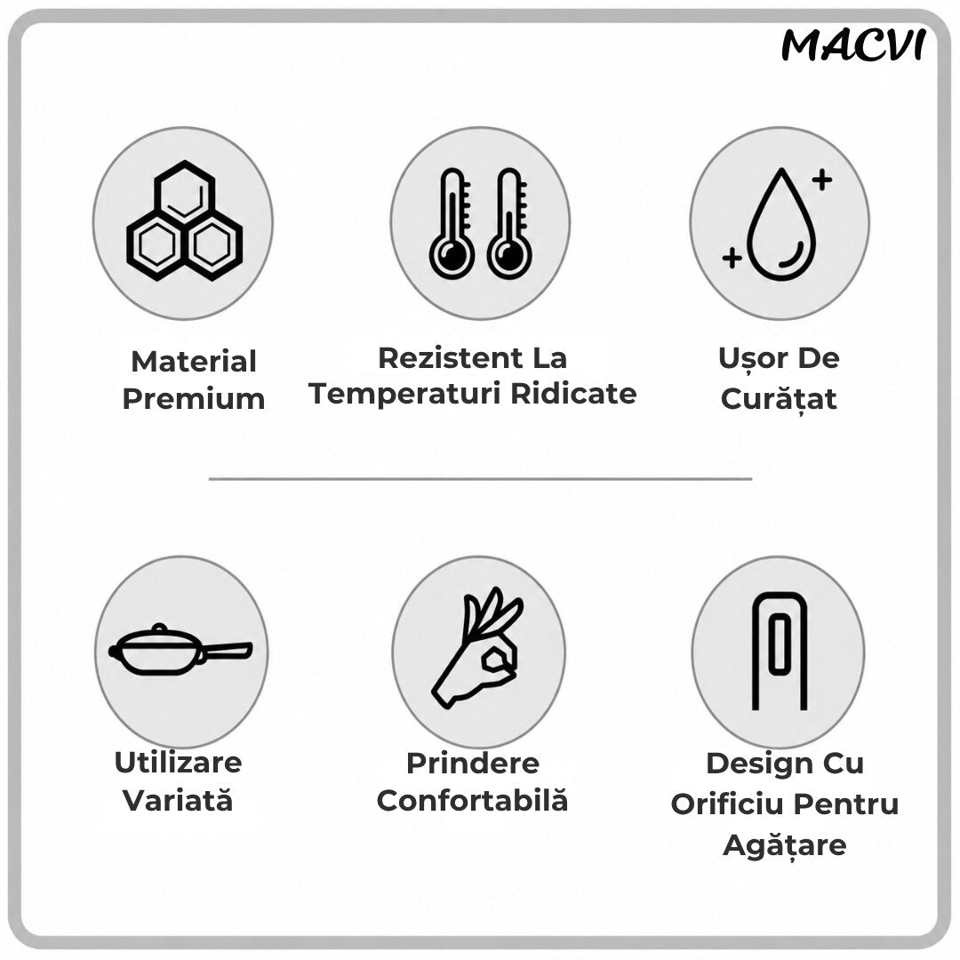Polonic separator de grasime Macvi®, silicon alimentar, rezistent la caldura, alb