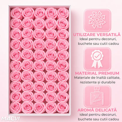 Set 50 trandafiri din sapun, 5x5 cm, calitate premium, decor si cadou elegant, Roz deschis