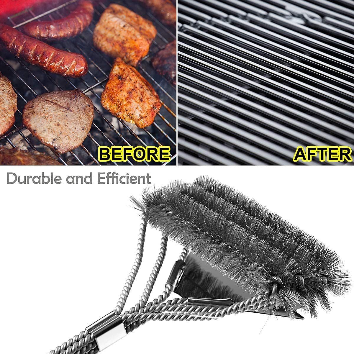 Perie gratar Macvi® curatare grill din inox cu racleta 7 cm si sarma inox galvanizat dimensiune totala 45 x 7 x 8 cm