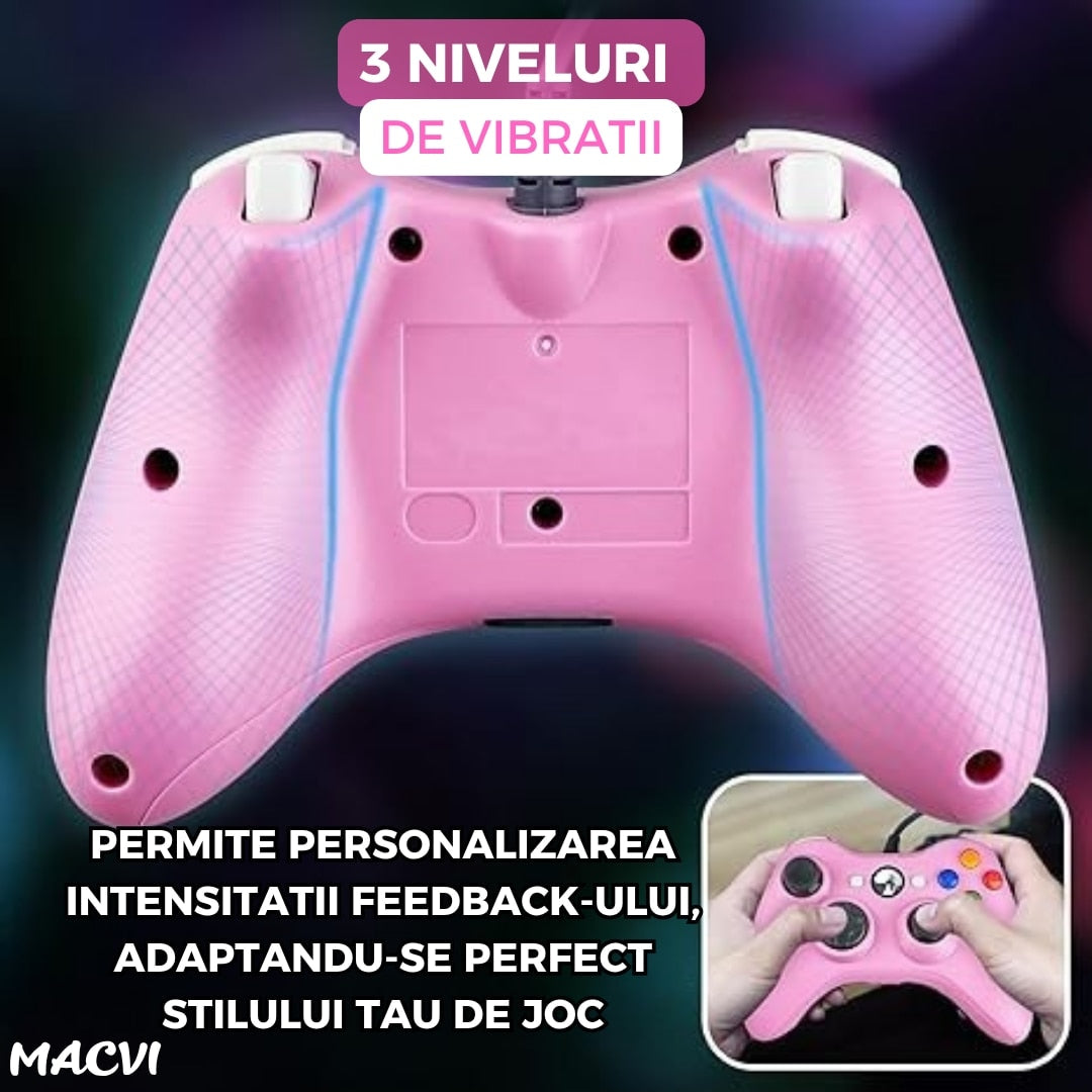Controller Dual Shock Macvi® pentru PC si Xbox 360 cu stick-uri analog vibratii realiste dualpad 8 directii conectare USB cablu 2, 5 m