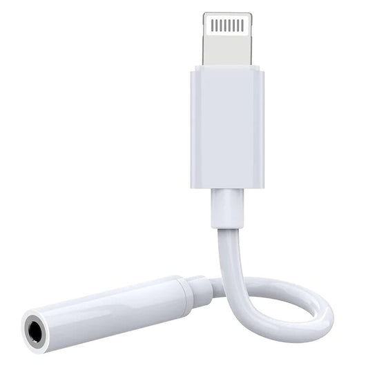 Adaptor audio Lightning la Jack 3.5 mm Macvi, alb, compact, constructie din cupru