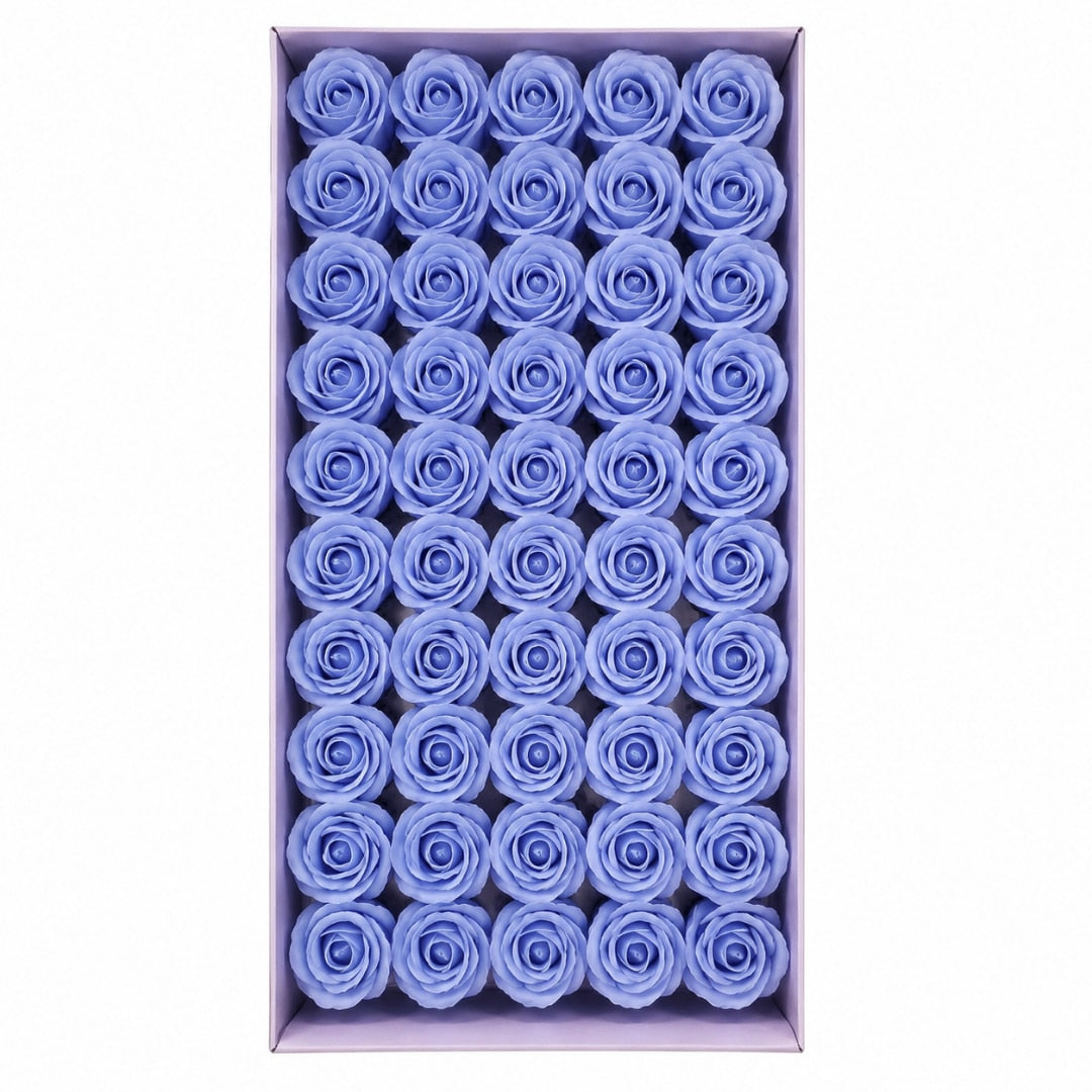 Set 50 trandafiri din sapun, 5x5 cm, calitate premium, decor si cadou elegant, Purple