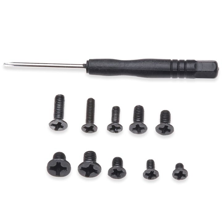 Suruburi Negre M2 M3 Macvi®, Set 500 Bucati, 10 Dimensiuni, Cu Surubelnita, Metal Rezistent, Organizare DIY