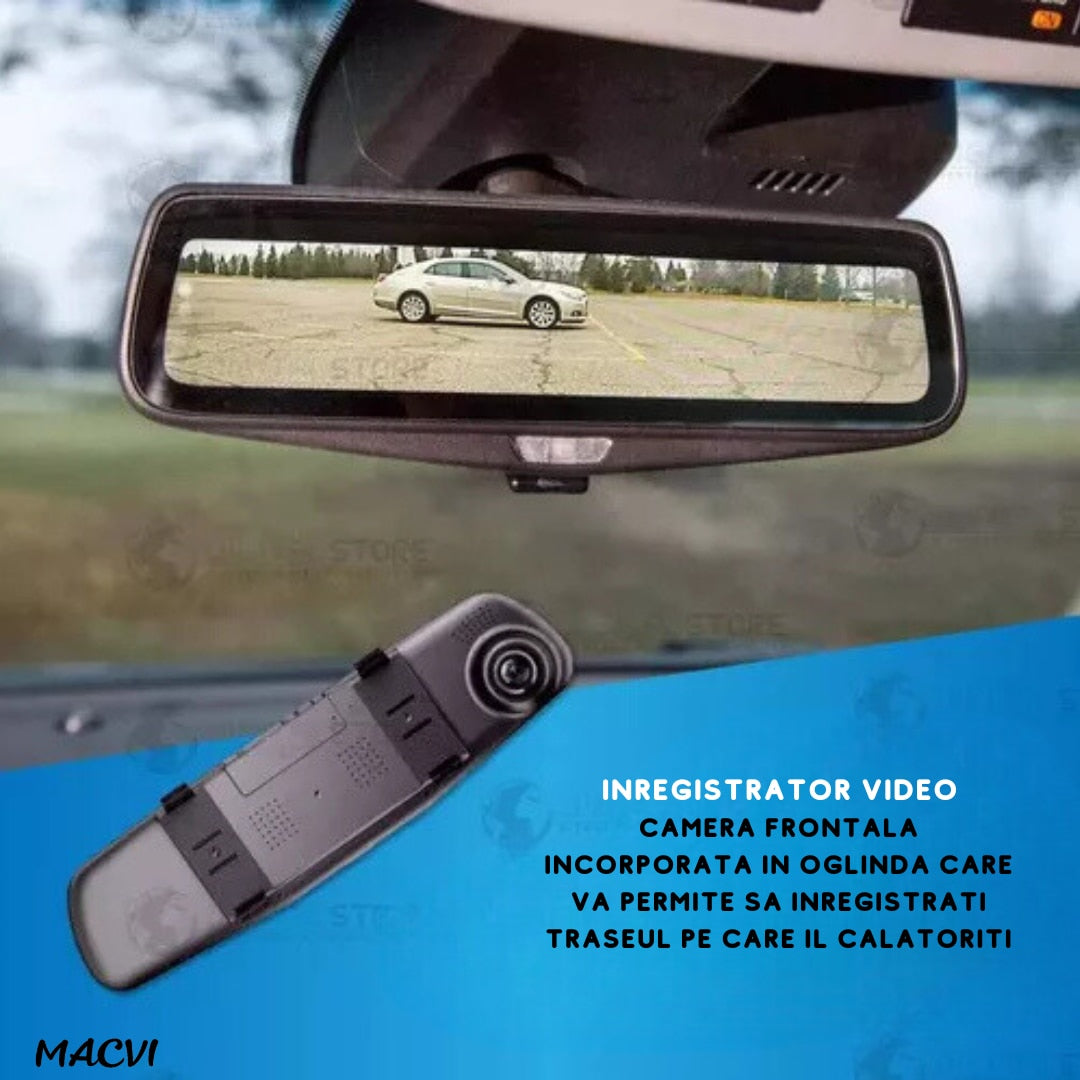 Oglinda Auto DVR Macvi® cu Camera Dubla, Slot micro SD,Camera Marsarier,Full HD