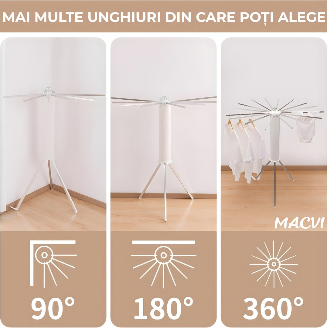 Uscator Rufe Macvi® Caracatita cu 1 Nivel Design Pliabil, Picioare Stabile, Ideal pentru Uscare Rapida in Spatii Mici, Aluminiu