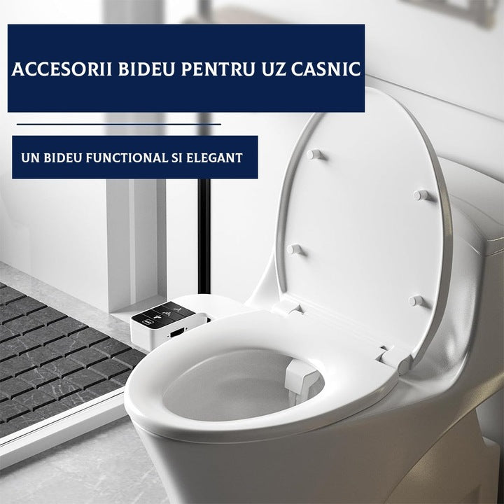 Bideu retractabil Macvi®, non electric, auto curatare, control presiune apa rece, montaj WC, kit accesorii toaleta, IP44, negru