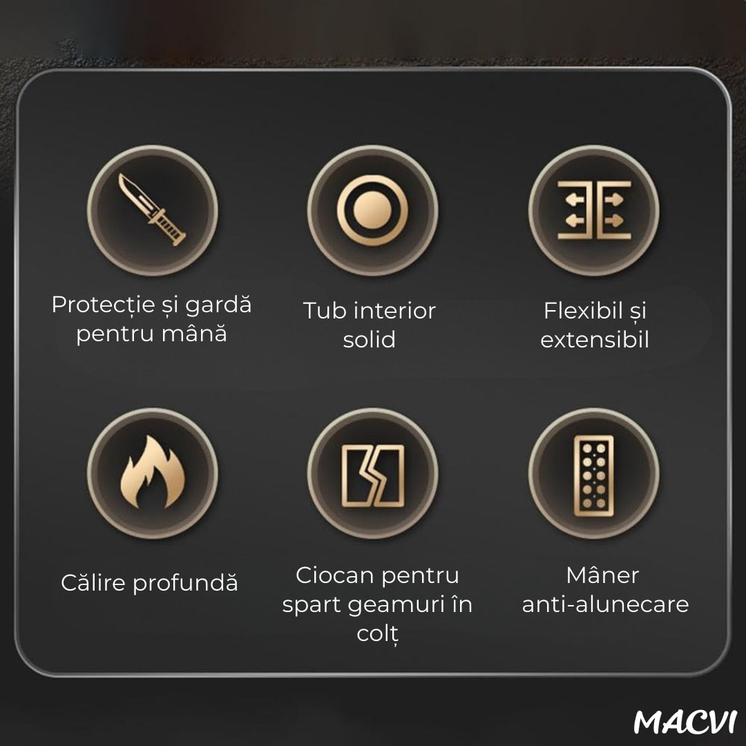 Bata telescopica Macvi® din otel inoxidabil cu maner antialunecare si mecanism extensibil design compact si rezistent