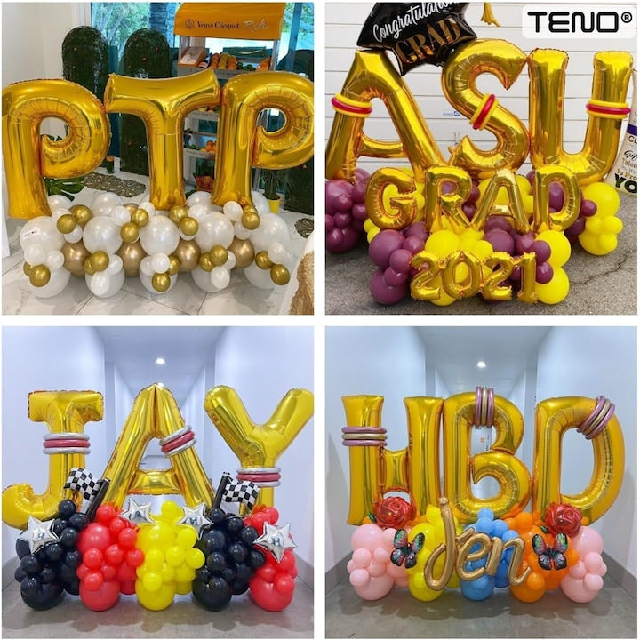 Balon in Forma de Litera C Teno®, metalizat, pentru Petreceri/Aniversari/Evenimente, rezistent, folie, gold, 40 cm