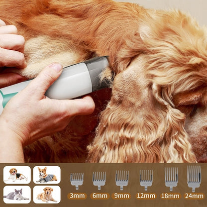 Aspirator pentru ingrijirea animalelor Macvi® 7 in 1, kit profesional toaletare cu aspirare par, silentios, 3 trepte putere, pentru caini si pisici