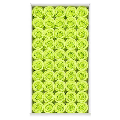 Set 50 trandafiri din sapun, 5x5 cm, calitate premium, decor si cadou elegant, Verde Lime