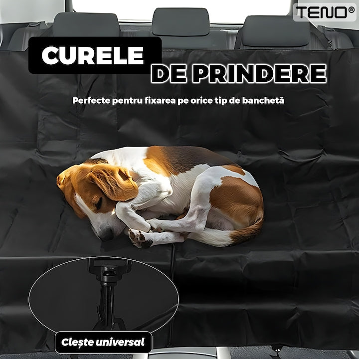 Husa Auto Protectie si Transport Animale Teno®, anti-zgarieturi, waterproof, impermeabila, accesoriu inclus, materiale rezistente, fermoar, negru