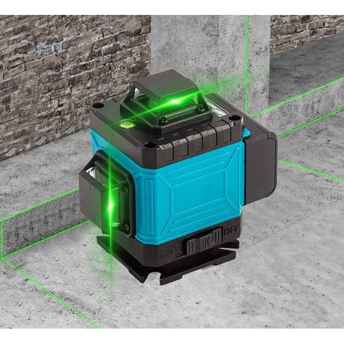 Laser nivel Macvi® 4D cu 16 linii verzi 360°, autonivelare, pana la 30 m, IP54, telecomanda, 2 acumulatori 5200 mAh, cu valiza