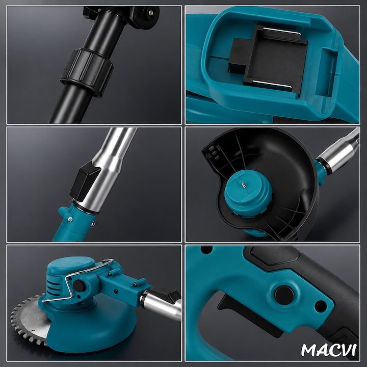 Set Multifunctional 6 in 1 Macvi 48V, Motocoasa, Mini Drujba, Foarfeca Gard Viu, Foarfeca Gazon, Foarfeca Electrica, Suflanta Frunze, Tija Telescopica, 2 Acumulatori Li-Ion, Motor Brushless
