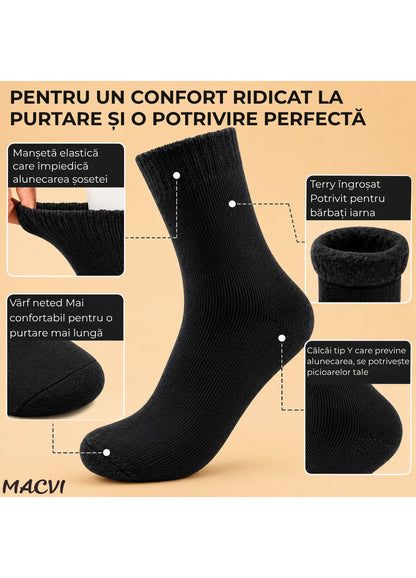 Set sosete termice Macvi, unisex, 2 perechi, negre, 80% poliester, 20% elastan, marime universala