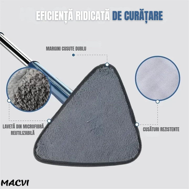 Laveta pentru mop triunghiular Macvi®, material absorbant de inalta eficienta, ideala pentru curatarea rapida si temeinica a suprafetelor.