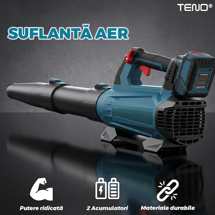 Suflanta Aer Universala Teno®, viteza de pana la 46.5 m/s, putere de 88V, volum de Aer 13 metrii cubi, 2 acumulatori, autonomie ridicata, verde