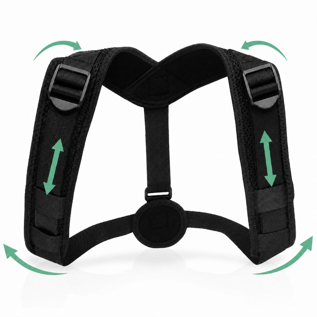 Corector Postura Macvi® Ortopedic Reglabil pentru Spate Gat Umeri Clavicula Unisex Suport Corectie Coloana Negru