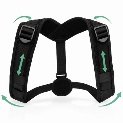 Corector Postura Macvi® Ortopedic Reglabil pentru Spate Gat Umeri Clavicula Unisex Suport Corectie Coloana Negru