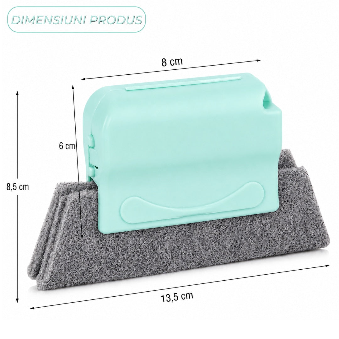 Set Curatare Geamuri Macvi® 3 Dispozitive Profesionale pentru Termopan Colturi Sina Ferestre cu 2 Mini Perii 3 Lavete Rezerva