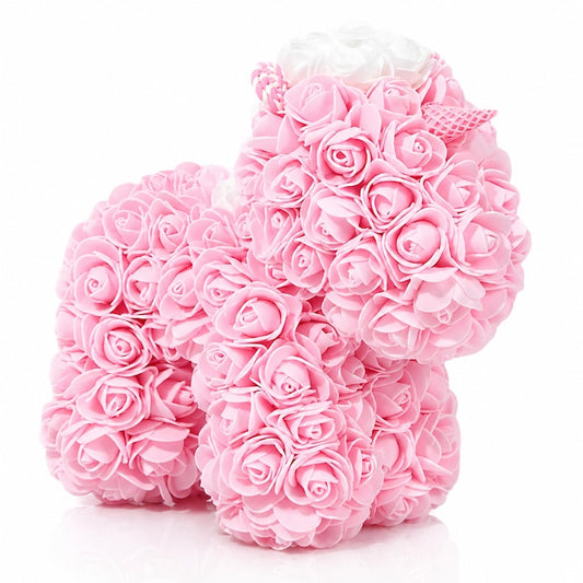 Unicorn decorativ din trandafiri roz Macvi® cadou elegant lucrat manual spuma premium 25 cm cutie inclusa