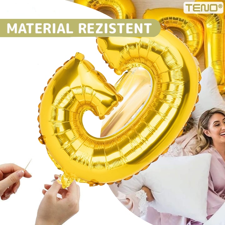 Balon in Forma de Litera G Teno®, metalizat, pentru Petreceri/Aniversari/Evenimente, rezistent, folie, gold, 40 cm