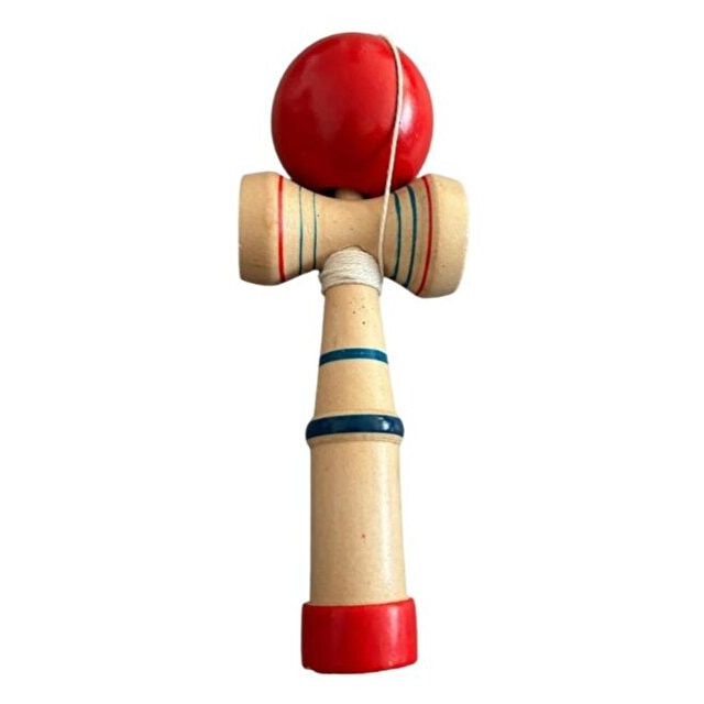 Jucarie Kendama Macvi® din Lemn cu Minge Rosie Joc Dexteritate si Coordonare