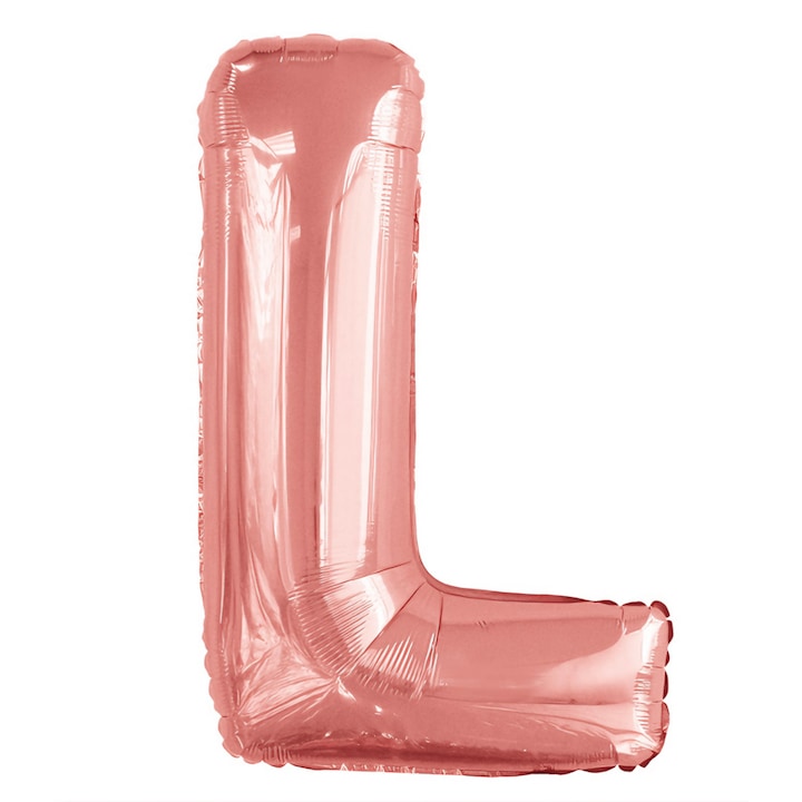 Balon in Forma de Litera L Teno®, metalizat, pentru Petreceri/Aniversari/Evenimente, rezistent, folie, rose gold, 40 cm