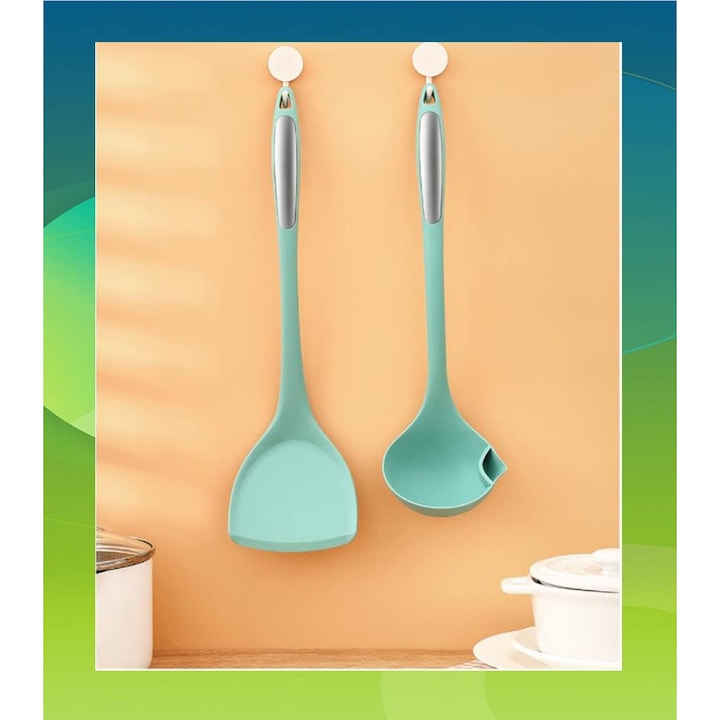 Polonic separator de grasime Macvi, silicon alimentar, rezistent la caldura, albastru