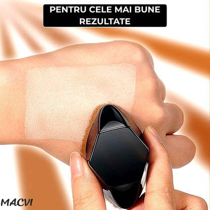 Pensula Machiaj Macvi® pentru Fond de Ten, Ultra Soft, Design Ergonomic, Negru