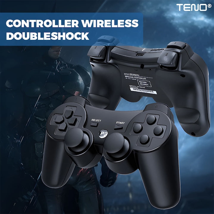 Controller Wireless DoubleShock Teno®, compatibil cu PS3, joystick-uri analog, vibratie dubla, baterie performanta, negru