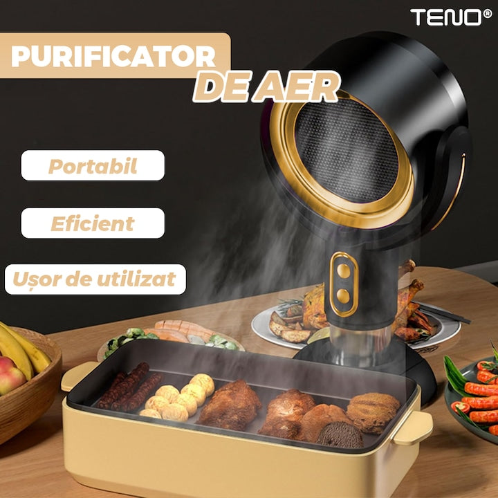 Ventilator de Masa Teno®, purificator de aer, hota de ulei si abur, compartiment pentru ulei, inclinabil, structura stabila, rezistenta ridicata, auriu