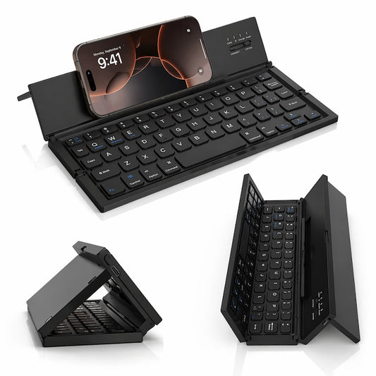 Tastatura Bluetooth pliabila Macvi® wireless, compacta, touchpad integrat, compatibila tableta si laptop, negru