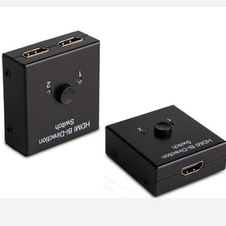 Comutator HDMI 2 Porturi Bidirectional 4K, manual, metalic, negru, 48x52x19mm