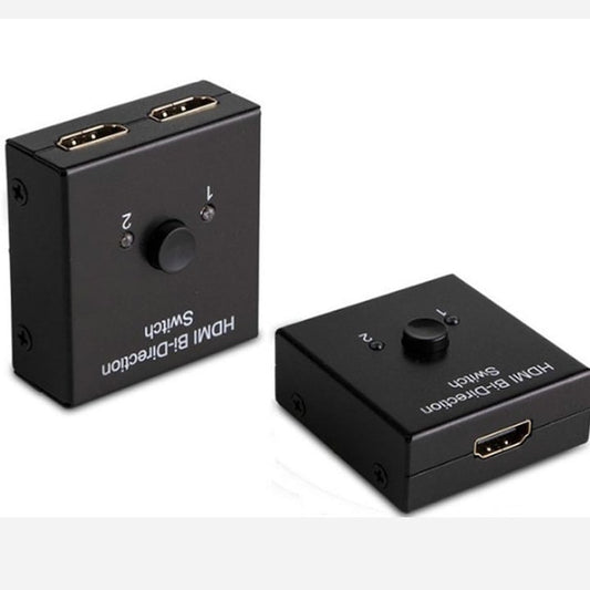 Comutator HDMI 2 Porturi Bidirectional 4K, manual, metalic, negru, 48x52x19mm