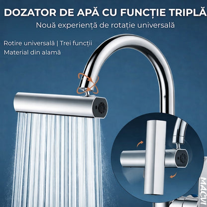 Baterie de bucatarie Macvi® 4 in 1 cu cascada, pivotanta 360°, robinet extensibil multifunctional din otel inoxidabil 304, rezistent la coroziune si uzura