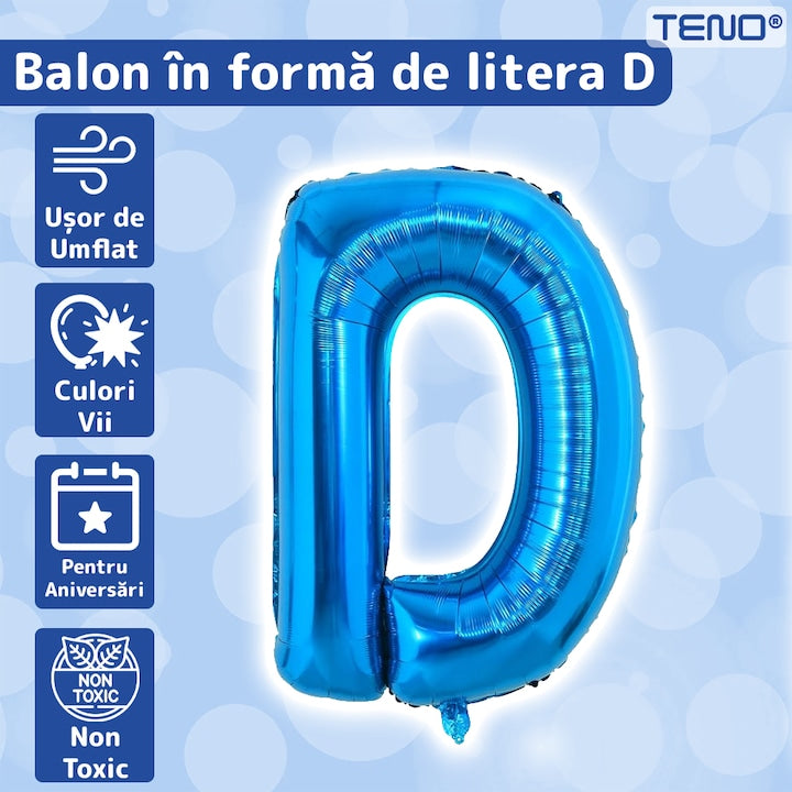 Balon in Forma de Litera D Teno®, metalizat, pentru Petreceri/Aniversari/Evenimente, rezistent, folie, albastru, 40 cm