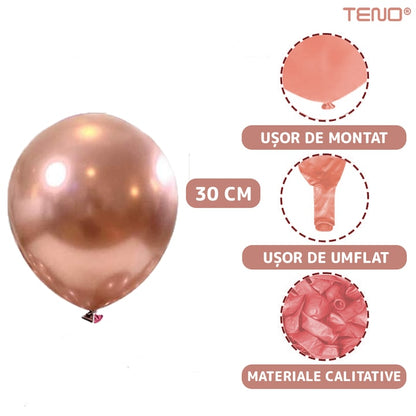 Set 10 Baloane Teno®, Confeti, pentru Petreceri/Aniversari/Evenimente, o singura dimensiune, 2 culori, latex, rose gold