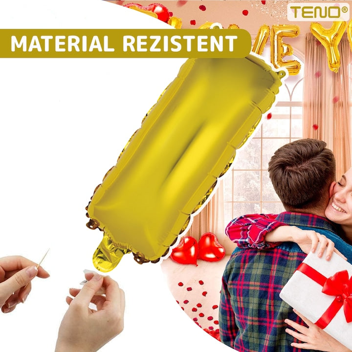 Balon in Forma de Litera I Teno®, metalizat, pentru Petreceri/Aniversari/Evenimente, rezistent, folie, auriu, 40 cm