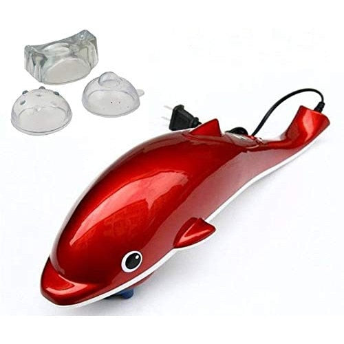 Aparat De Masaj Macvi® Delfin cu Role din Plastic, Vibratii si Infrarosu, pentru Spate Picioare Brate si Talpi, 2 Viteze 2600-3200 Rot/min, Putere 28W, Alimentare la Priza 220V, Lungime 40 cm