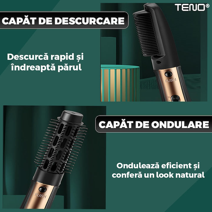 Uscator Profesional de Par 3 in 1 Teno®, aparat multifunctional coafare si uscare, 3 accesorii incluse, 1000W, gri