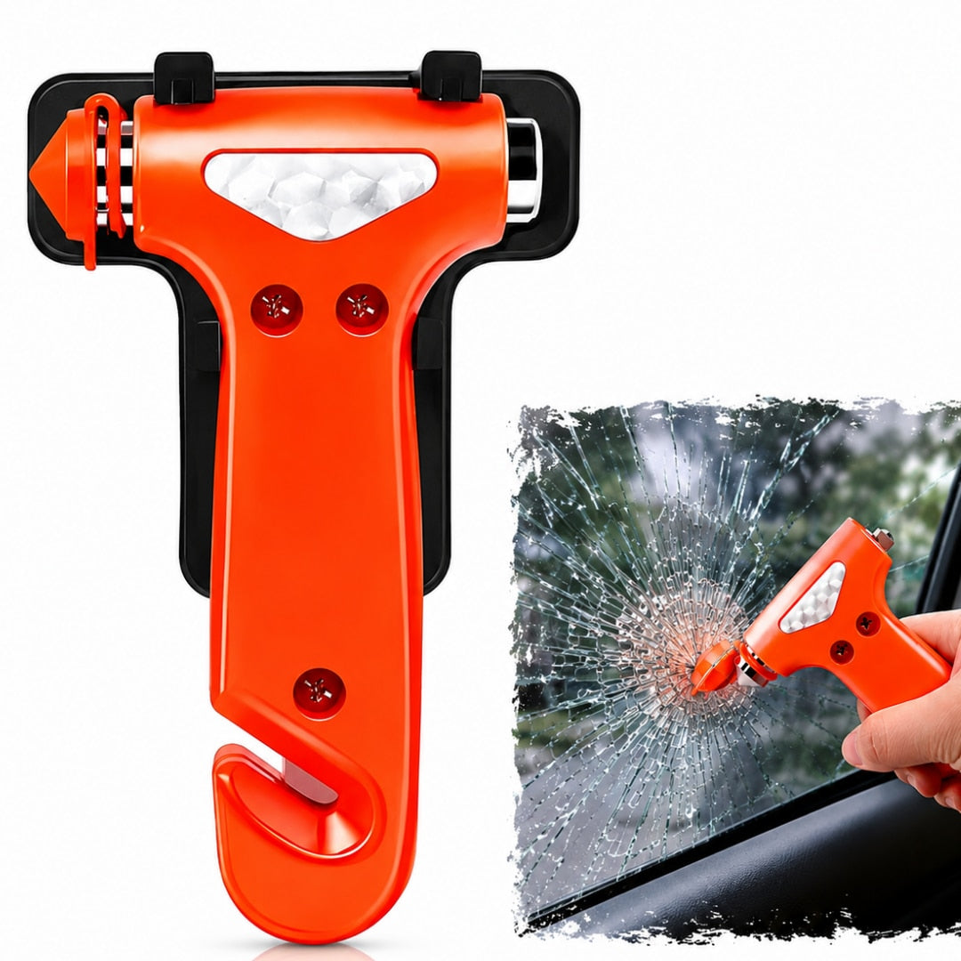 Ciocan Profesional Macvi® pentru Spargerea Geamurilor cu Suport si Cutter pentru Centura