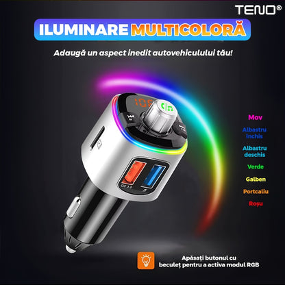 Modulator Auto FM, Teno, Bluetooth 5.0, functie dubla incarcare, afisare voltaj baterie, gri
