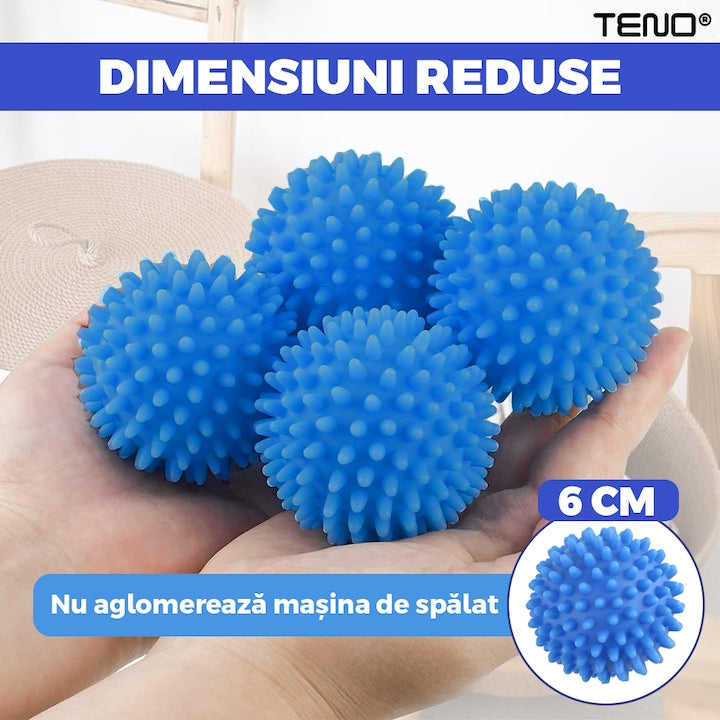 Set 2 Bile pentru Masina de Spalat si Uscator Teno®, reduc timpul de uscare al hainelor, ajuta impotriva sifonarii si incurcarii hainelor, previn incarcarea statica, compacte, reutilizabile, albastru