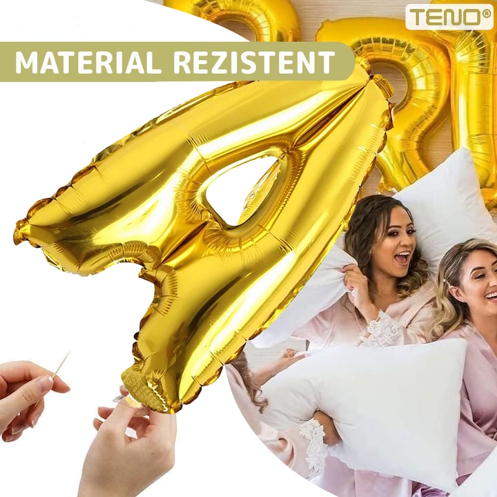 Balon in Forma de Litera A Teno®, metalizat, pentru Petreceri/Aniversari/Evenimente, rezistent, folie, gold, 40 cm