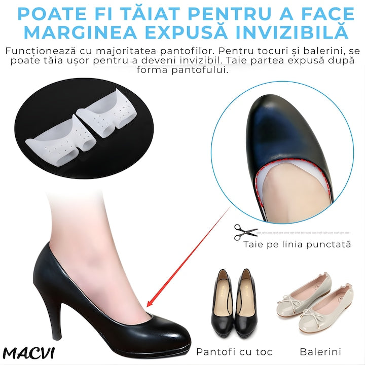 Protectii Gel pentru Degete si Antepicior, MACVI, Set 1 Pereche, Silicon, Ameliorare Dureri Monturi si Fasciita Plantara