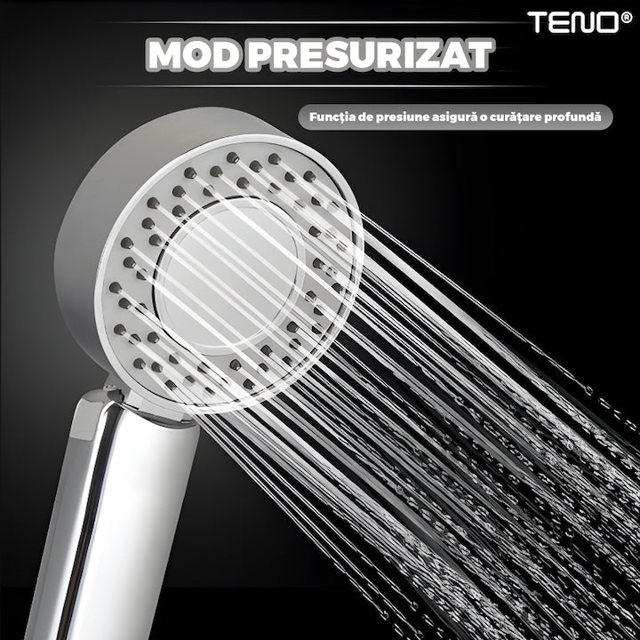 Para de Dus Dubla Teno®, recipient de sapun incorporat, 2 moduri de utilizare, mod presiune ridicata, mod spa, usor de utilizat, operare fara butoane, gri