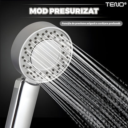 Para de Dus Dubla Teno®, recipient de sapun incorporat, 2 moduri de utilizare, mod presiune ridicata, mod spa, usor de utilizat, operare fara butoane, gri